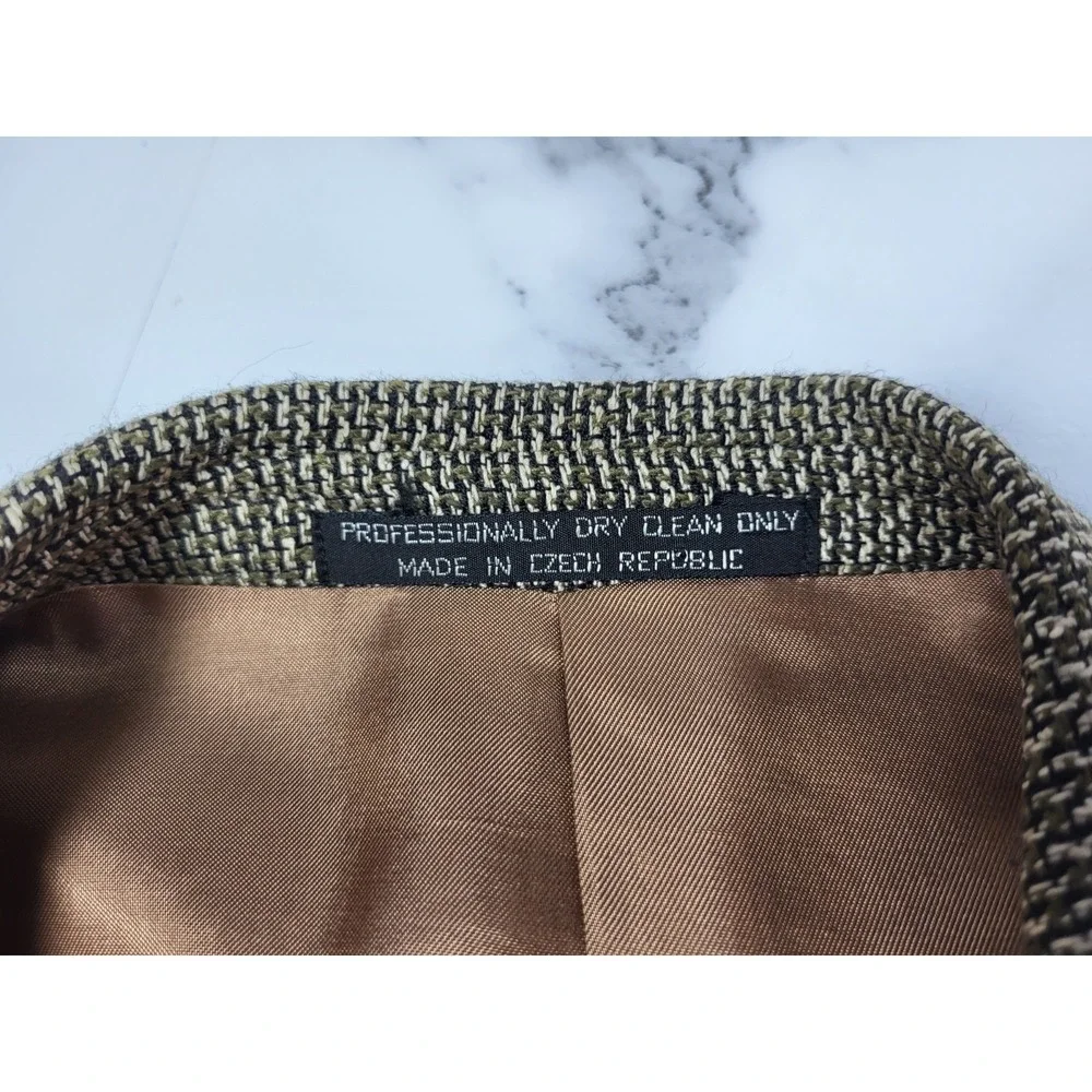 VTG Gio Brassero Silk/Wool Cream/Olive/Black 2 Button Woven Blazer Size 44R‎